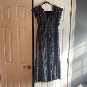 Ulla Johnson multicolored gown with flutter sleeves and V-neck for cocktail